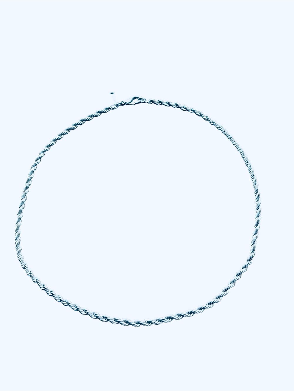 D’Orlan‎ Signed Vintage 70s Rhodium Rope Chain Necklace Silver Tone 18”